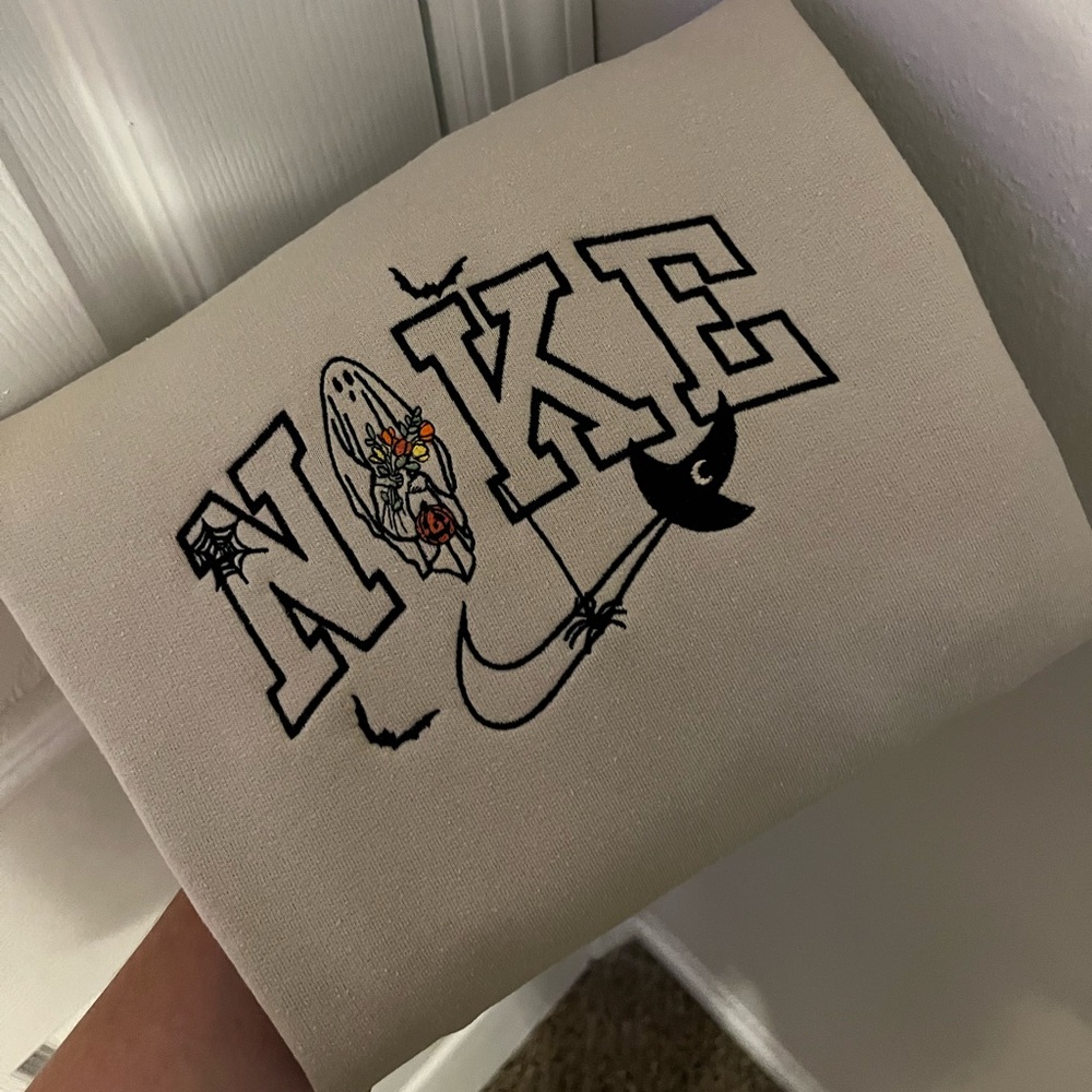 Halloween Nike Ghost Embroidered Crewneck Sweatshirt